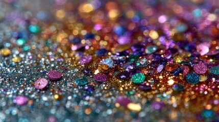Poster - Iridescent glitter gradient reveals textures and shimmering light in an artistic close-up