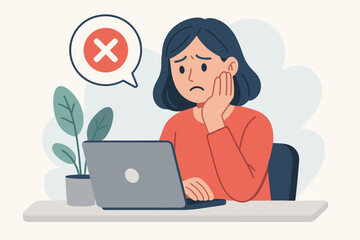 Poster - KYC Verification Failure, User Not Verified, Online Identity Check Rejected, Digital Compliance, Failed User Authentication, Flat Vector Illustration, Computer, Error Notification, Modern Concept