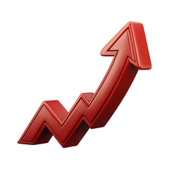 Poster - red 3d arrow graph showing upward trend isolated on transparent background