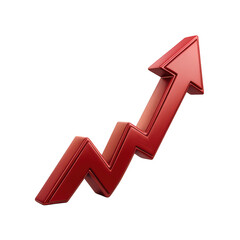 Poster - Red 3d arrow showing upward trend and growth isolated on transparent background