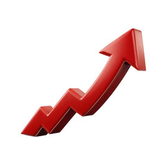 Poster - Red 3d arrow graph showing upward trend isolated on transparent background