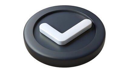 Leinwandbilder - 3d render of a check mark symbol on a dark gray circular button indicating approval verification and success