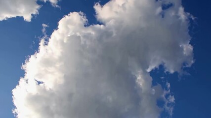 Wall Mural - Ai-generated illustration of a blue sky with milky white clouds, bundles moving in time lapse