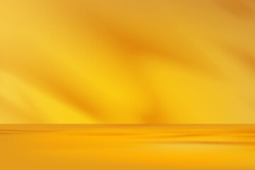 Poster - Yellow color for Autumn background,Interior wall room with soft light yellow use for Fall sale banner,Minimalist background with abstract gradient shadow, light on orange floor for product design