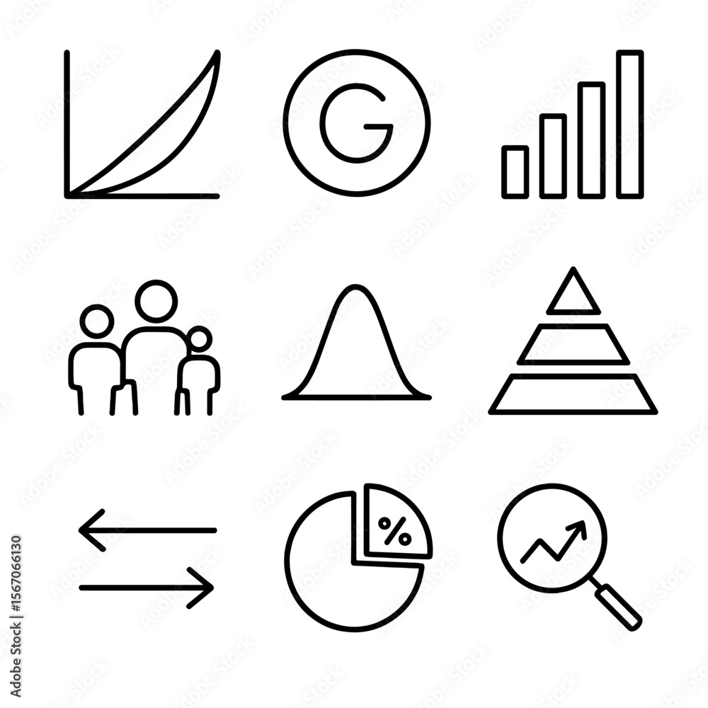 Vetor Income Inequality Icons. Outline icon set of income inequality ...