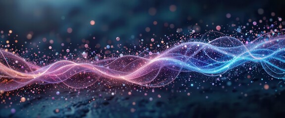 Aufkleber - Digital wave patterns with colorful particles for computer wallpapers
