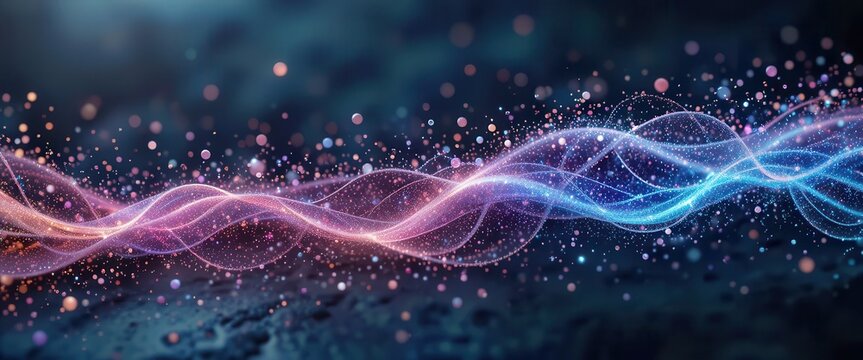 Digital wave patterns with colorful particles for computer wallpapers