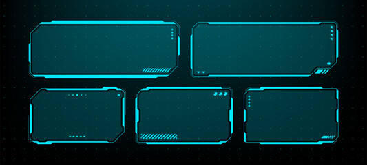 Aufkleber - Set of blue futuristic HUD interface frames. Digital dashboard display design element. Concept for virtual screen, data visualization.