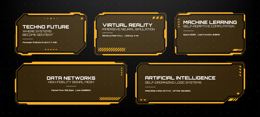 Aufkleber - Hud text box frame vector with futuristic techno-future, virtual reality, deep learning data elements