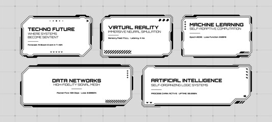 Aufkleber - Multiple futuristh hud text box frame with techno, virtual, machine learning, data, artificial intelligence concept