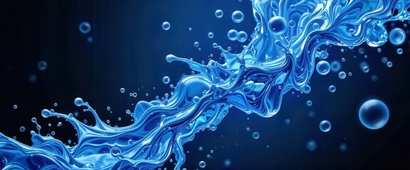 Poster - Flowing blue liquid with bubbles for computer monitor backgrounds