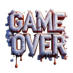 Fototapete - Game over illustration with grunge texture and dripping paint for gaming and esports themed designs and projects on transparent background