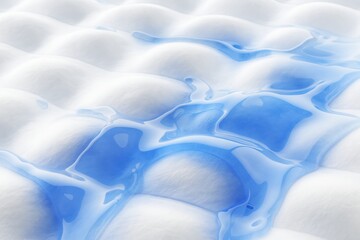 Poster - Water is flowing and gliding on an absorbent white wavy surface, creating a mesmerizing pattern of hydration and demonstrating its waterproof capabilities