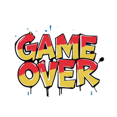 Poster - Game over illustration vector design for gaming concept and ending screen with graffiti style vector on transparent background