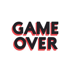 Poster - Download game over screen vector illustration with shadow effect for graphic design and web design projects on transparent background