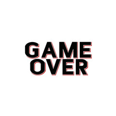 Poster - Game over screen illustration for video games and esports tournaments with red outline and bold font style on transparent background