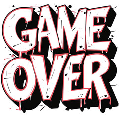 Fototapete - Game over illustration vector design for esports tournament ending screen and gaming competition final stage on transparent background