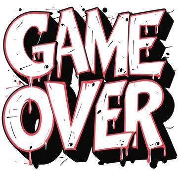 Game over illustration vector design for esports tournament ending screen and gaming competition final stage on transparent background