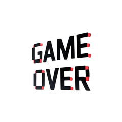 Poster - Retro arcade game over screen design with pixelated letters for gaming and esports concepts and themes on transparent background