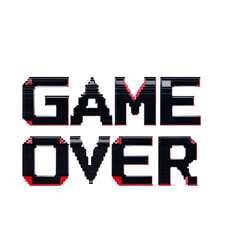 Fototapete - Pixelated game over screen design for retro gaming enthusiasts and arcade lovers with digital art style. on transparent background