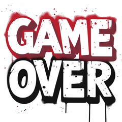 Poster - Illustrative game over screen design for video games and esports with graffiti style and vibrant colors on transparent background