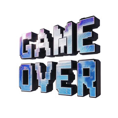 Poster - Pixelated game over screen illustration for gamers and retro gaming enthusiasts design element concept on transparent background