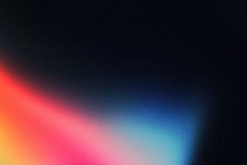 Poster - Abstract black background with colorful neon light leak and vibrant rainbow gradient effect. Modern art wallpaper.