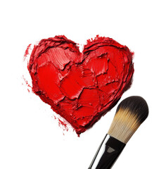Wall Mural - A heart with red paint minimalist love isolated on transparent background