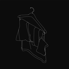 Aufkleber - A black and white line drawing of a stylish shirt hanging on a sleek hanger against a dark background. The minimalist design highlights clean contours and elegant simplicity.