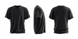 © Junaid - Three views of a black t shirt on a black background clothing apparel fashion