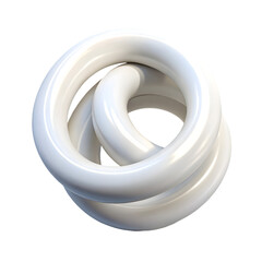 Poster - Glossy 3d render of intertwined white rings on transparent background. Abstract geometric shape for modern design element or concept.