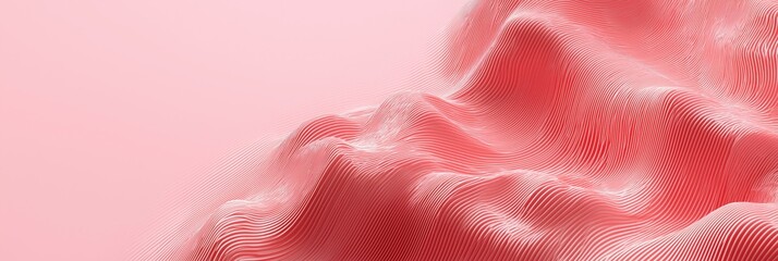 Poster - A pink fabric with a wave pattern. The image has a soft and calming mood