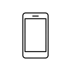 Fototapete - Black outline smartphone in minimalistic design on white background  