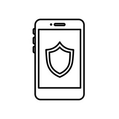 Fototapete - Smartphone displaying shield symbol for security and protection  