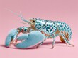 © Dina - Colorful lobster with fluffy claws on a pink background showcasing unique fashion statement