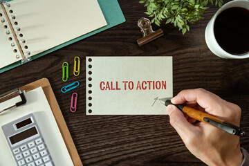 Poster - There is word card with the word Call To Action. It is as an eye-catching image.