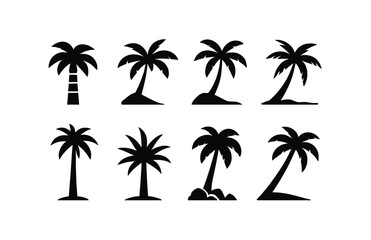 Wall Mural - nature, trees silhouette icon set. palm tree tropical collection for design projects