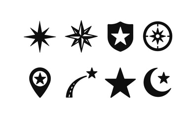Poster - Navigation, compass solid icon set. direction, maps, journey solid icon collection