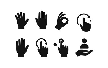 Poster - Hand gesture silhouette icon set. various hand signs and symbols silhouettes collection