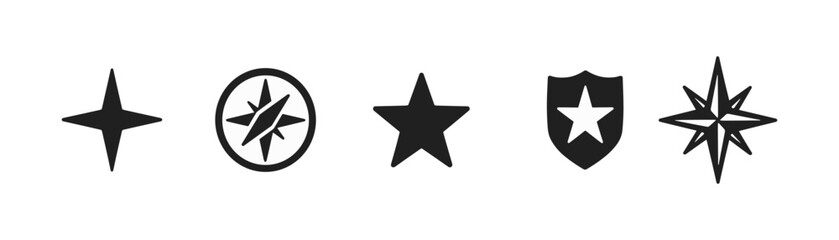Poster - Navigation, compass solid icon set. nautical, direction symbols solid collection