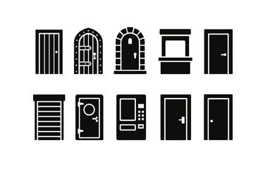 Poster - Door, entrance filled icon set. gateway, home, security icons for projects