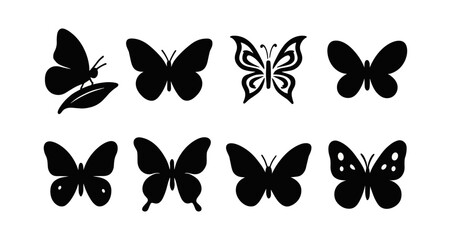 Poster - Butterfly silhouette icon set. insect collection with detailed, elegant silhouette styles