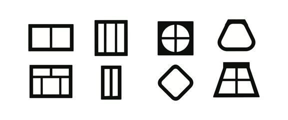 Poster - Window frames solid icon set: geometric shapes, silhouette collection for architecture