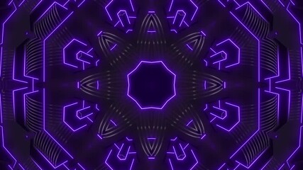 Wall Mural - This stock motion graphic video of Neon Kaleidoscope Pattern Loop with gentle overlapping curves on seamless loops