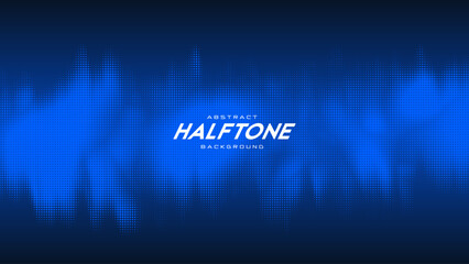 Poster - Abstract vector torn blue halftone sound wave. Scrathed dotted texture element.