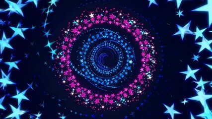 Poster - Abstract spiral with colorful stars on dark background  