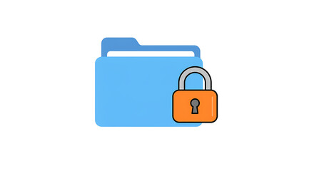 Poster - Secured Data: A digital folder icon, secured with a lock, symbolizing data protection, confidentiality and digital safety in modern age. 