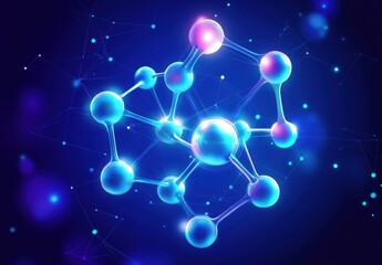 Fototapete - Vector illustration molecule,Connected lines with dots,technology on blue background. Abstract internet network connection design for web site.Digital data,communication,science and futuristic concept
