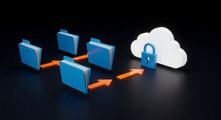 Poster - Digital Fortress: The abstract showcases the concept of data security and seamless cloud computing. This striking design shows a clear message of safeguarding and storing information