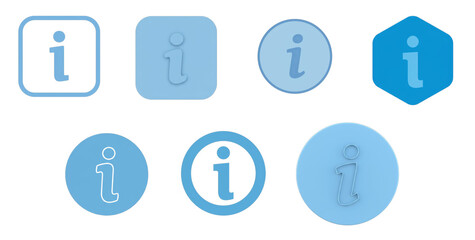 Fototapete - Varied Light Blue Information Icon Set Representing Different Styles and Shapes